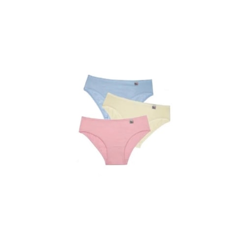 Kit Delrio 3 Calcinhas Infantil V51354 Azul/Creme/Rosa