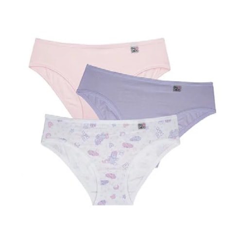 Kit Delrio 3 Calcinhas Infantil V51354 Branco Est.Unicornio