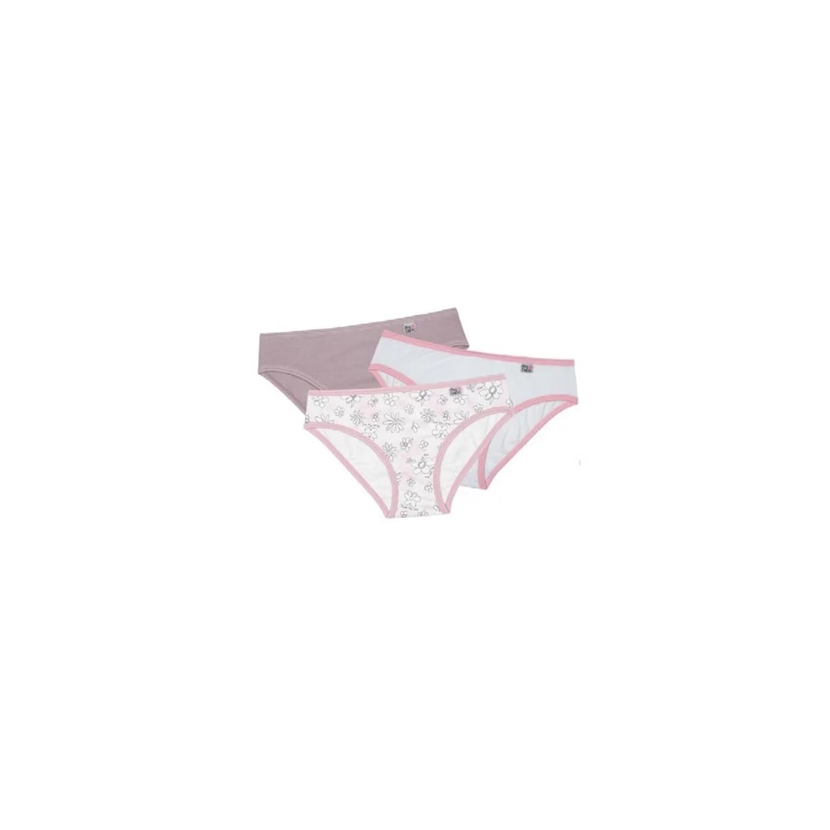 Kit Delrio 3 Calcinhas Infantil V51354 Rosa/Branco/Bege