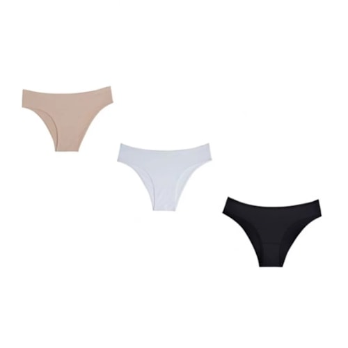 Kit Delrio 3 Calcinhas V51806 Mousse/Branco/Preto