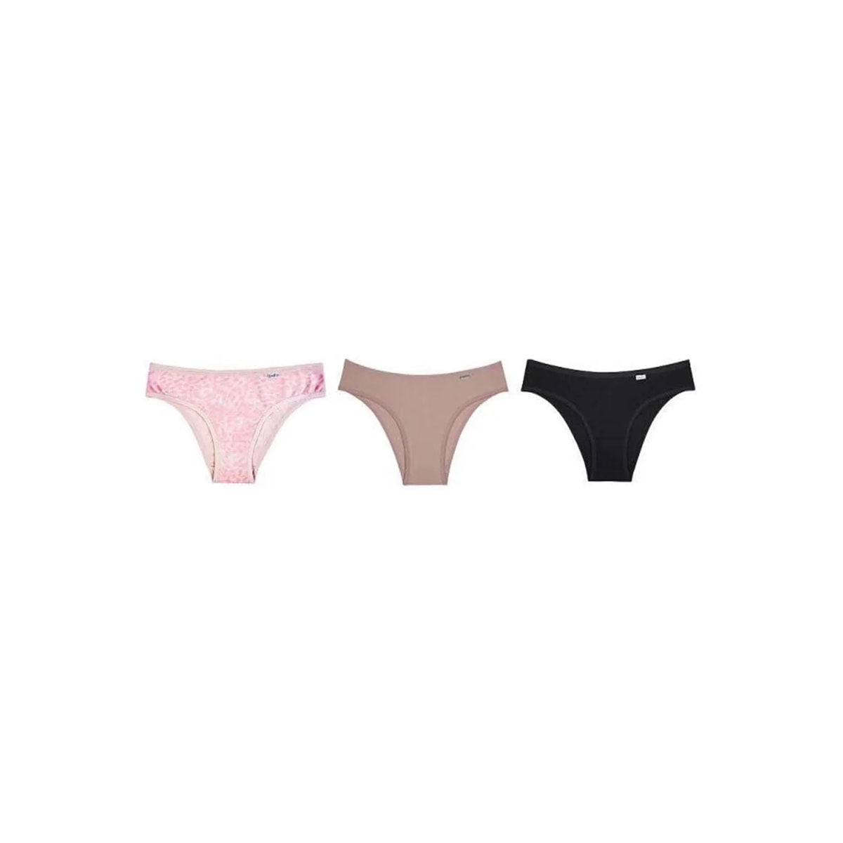 Kit Delrio Calcinha Em Cotton V51364 Areia/Pele Onça/Preto