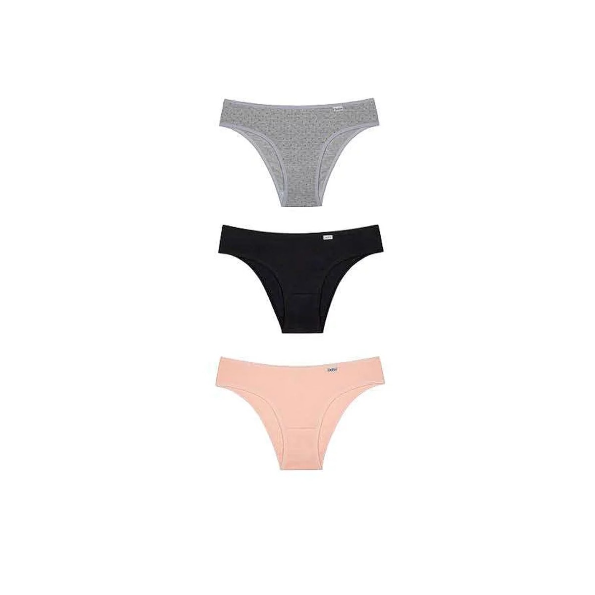Kit Delrio Calcinha Em Cotton V51364 Cinza/Rosa/Preto