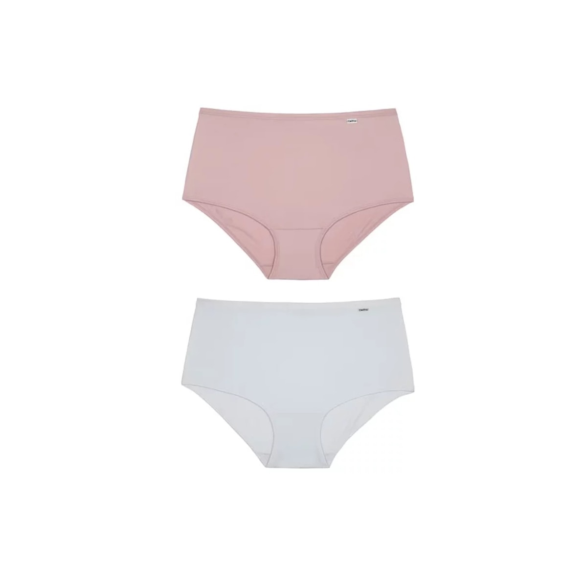 Kit Duo Delrio Calcinha Alta Em Microfibra 50027 Romance/Branco Kit Duo Delrio Calcinha Alta Em Microfibra 50027 Romance/Branco