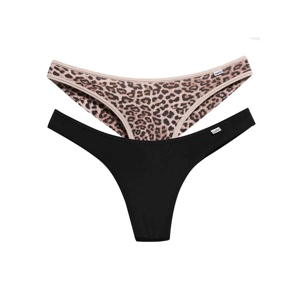 Kit Duo Delrio Tanga Fio V57870 Areia Leopardo/Preto Kit Duo Delrio Tanga Fio V57870 Areia Leopardo/Preto