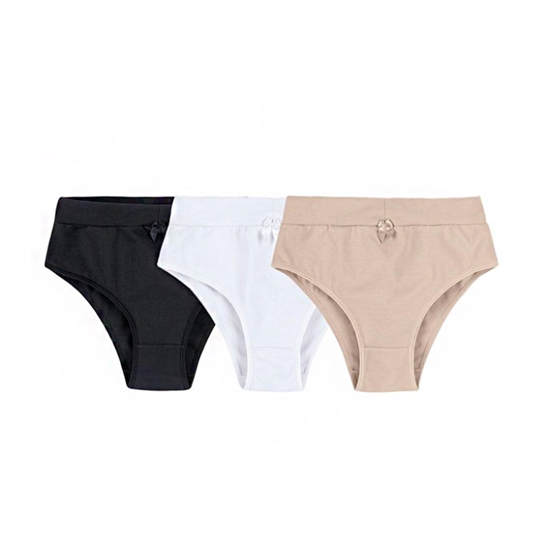 Kit Hering 3 Calcinhas Cintura Alta 777R Preto/Bco/Bege 1Nof