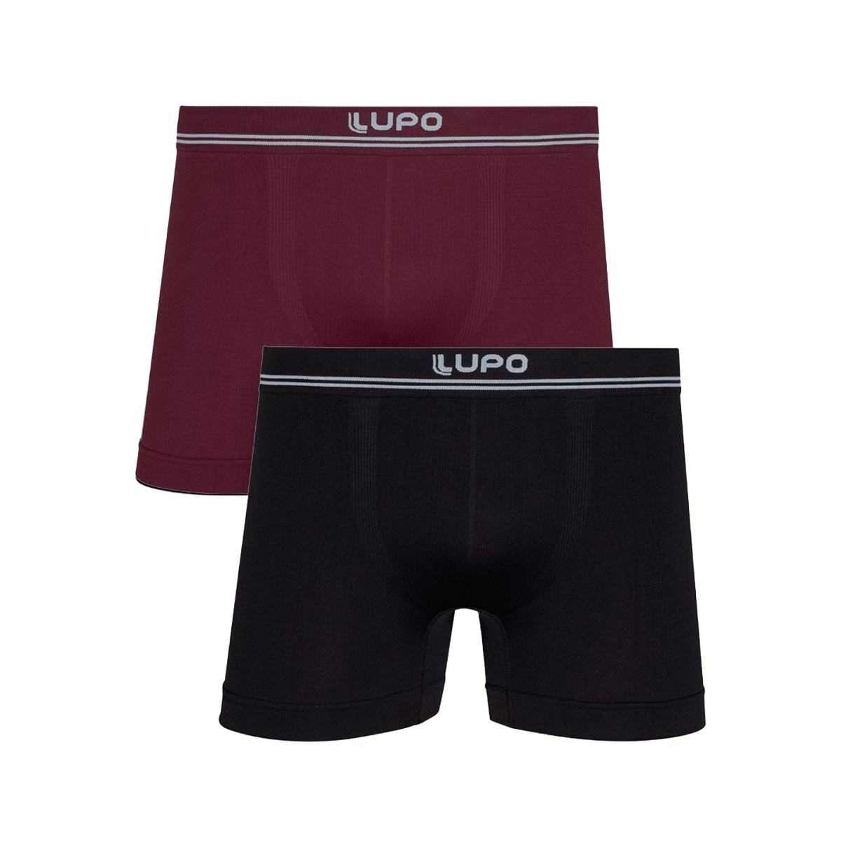 Kit Lupo 2 Cuecas Boxer 00436 Bordo/Preto Kit Lupo 2 Cuecas Boxer 00436 Bordo/Preto