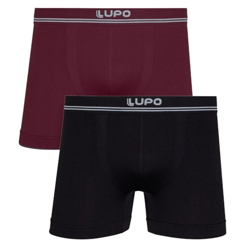 Kit Lupo 2 Cuecas Boxer 00436 Bordo/Preto