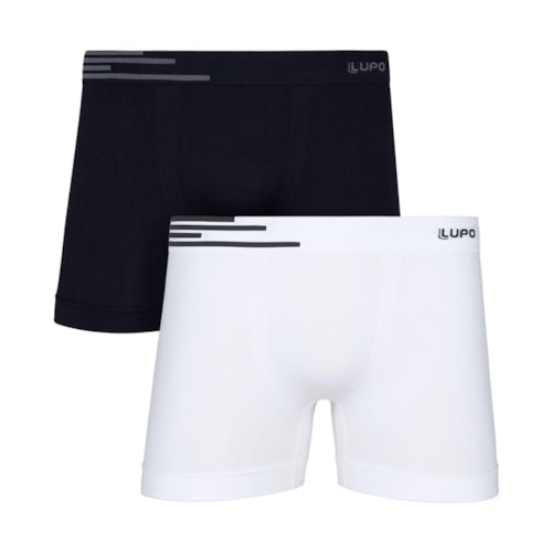 Kit Lupo 2 Cuecas Boxer 00436 Branco/Preto