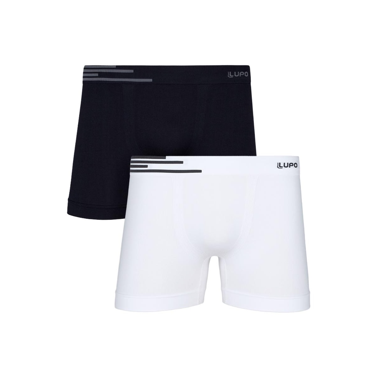 Kit Lupo 2 Cuecas Boxer 00436 Branco/Preto Kit Lupo 2 Cuecas Boxer 00436 Branco/Preto