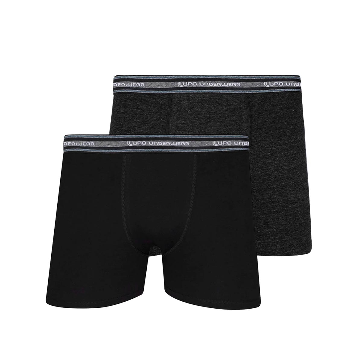 Kit Lupo 2 Cuecas Boxer De Algodão 00523 Preto/Mescla Kit Lupo 2 Cuecas Boxer De Algodão 00523 Preto/Mescla