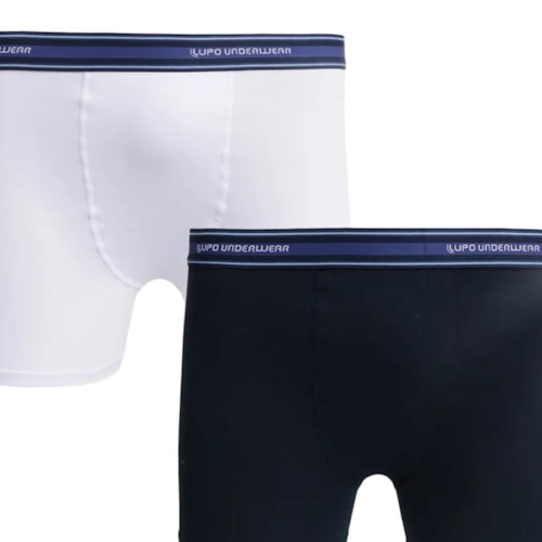 Detalhe - Kit Lupo 2 Cuecas Boxer Infantil Básica 00141 Branco/Marinho