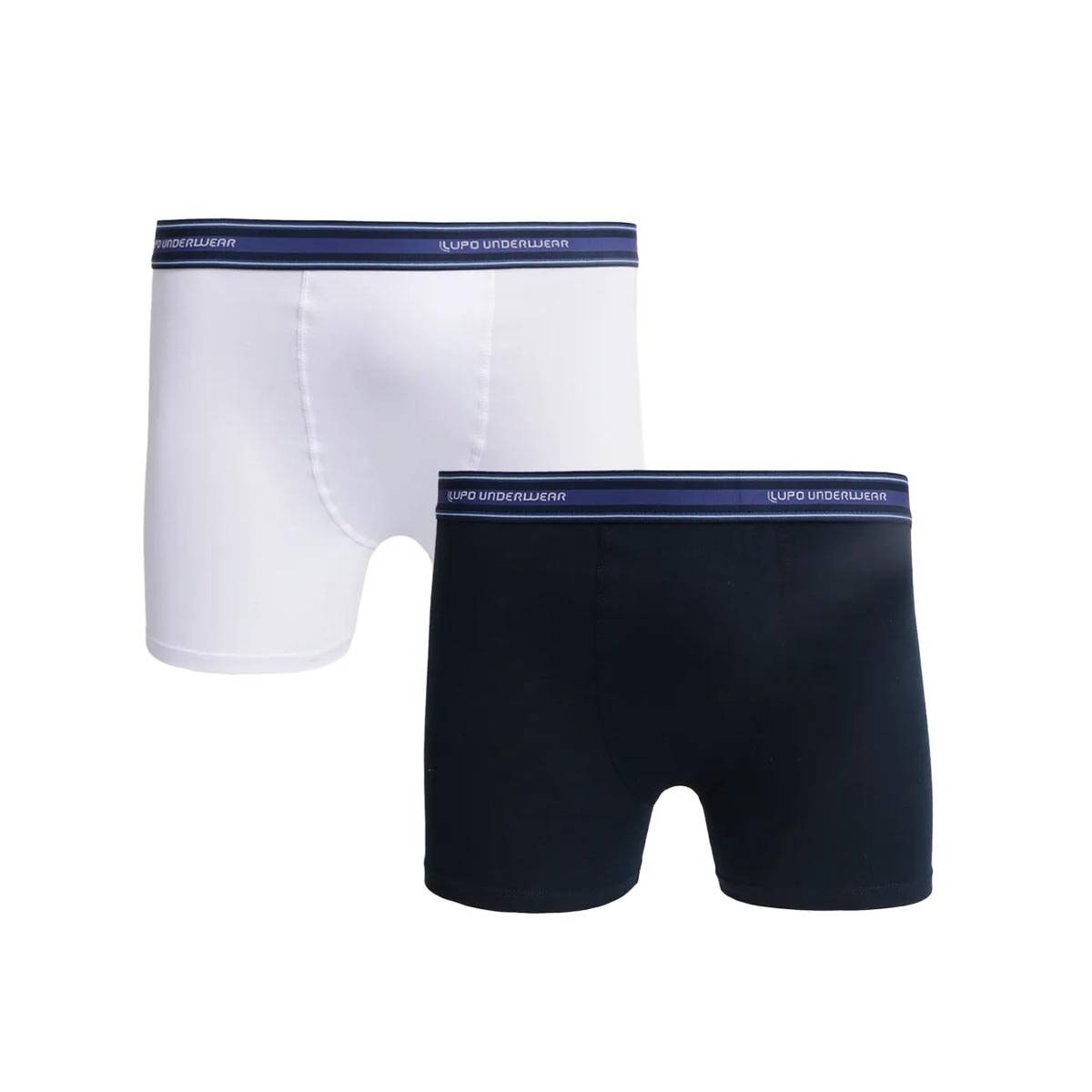 Kit Lupo 2 Cuecas Boxer Infantil Básica 00141 Branco/Marinho Kit Lupo 2 Cuecas Boxer Infantil Básica 00141 Branco/Marinho