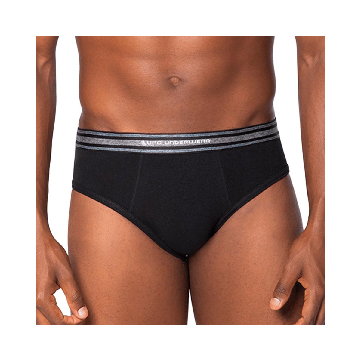 Kit Lupo 2 Cuecas Slip De Algodão 00524 Preto/Mescla Kit Lupo 2 Cuecas Slip De Algodão 00524 Preto/Mescla