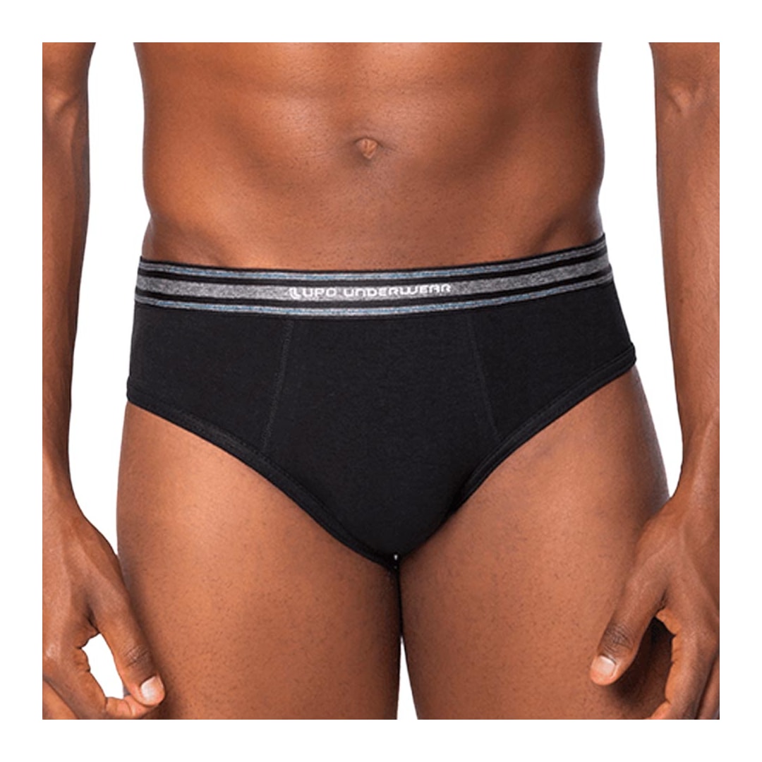 Kit Lupo 2 Cuecas Slip De Algodão 00524 Preto/Mescla Kit Lupo 2 Cuecas Slip De Algodão 00524 Preto/Mescla