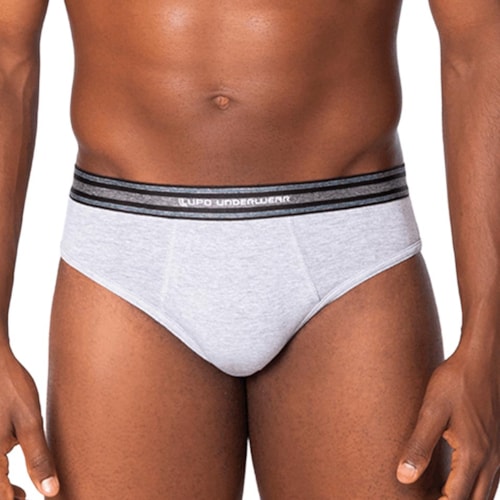 Detalhe - Kit Lupo 2 Cuecas Slip De Algodão 00524 Preto/Mescla