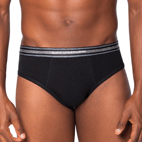 Detalhe - Kit Lupo 2 Cuecas Slip De Algodão 00524 Preto/Mescla