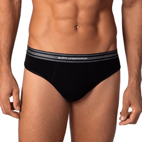 Detalhe - Kit Lupo 2 Cuecas Slip De Algodão 00524 Preto/Preto