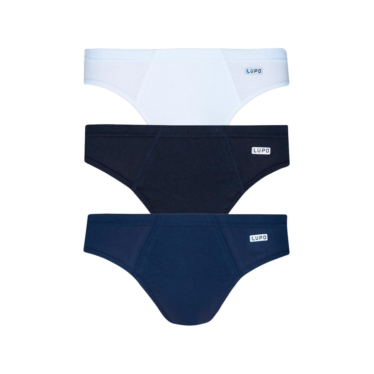 Kit Lupo 3 Cuecas Slip De Algodão 00515 Marinho/Branco/Preto