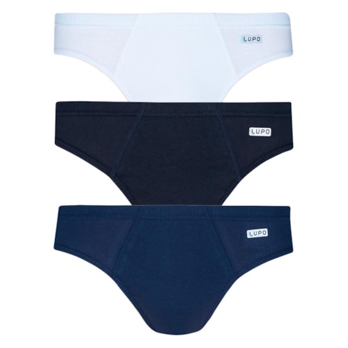 Kit Lupo 3 Cuecas Slip De Algodão 00515 Marinho/Branco/Preto