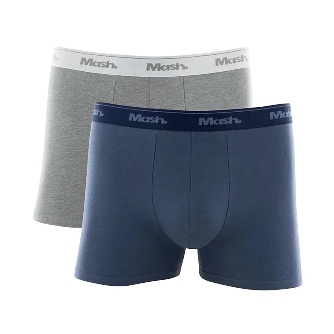 Kit Mash 2 Cuecas Boxer Cotton 110.04 Azul/CinzaMesclaClaro Kit Mash 2 Cuecas Boxer Cotton 110.04 Azul/CinzaMesclaClaro