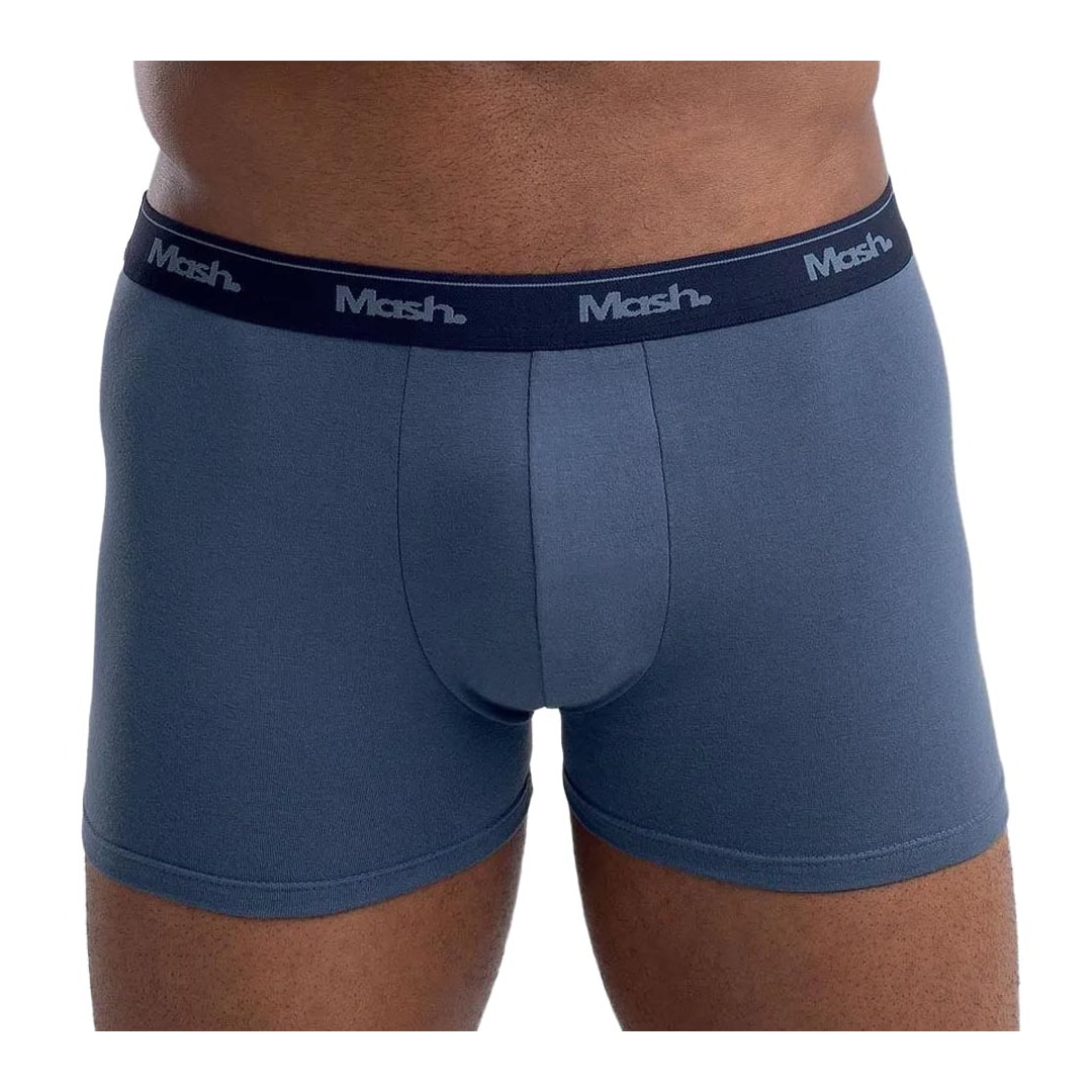 Kit Mash 2 Cuecas Boxer Cotton 110.04 Azul/CinzaMesclaClaro