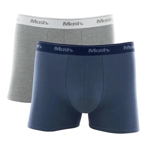 Kit Mash 2 Cuecas Boxer Cotton 110.04 Azul/CinzaMesclaClaro