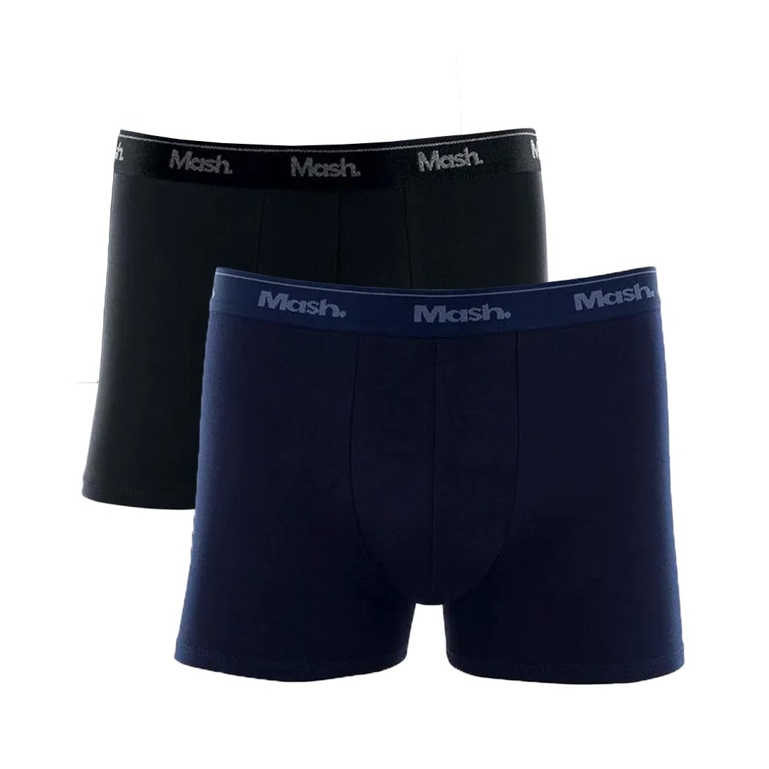 Kit Mash 2 Cuecas Boxer Cotton 110.04 Azul Marinho/Preto Kit Mash 2 Cuecas Boxer Cotton 110.04 Azul Marinho/Preto