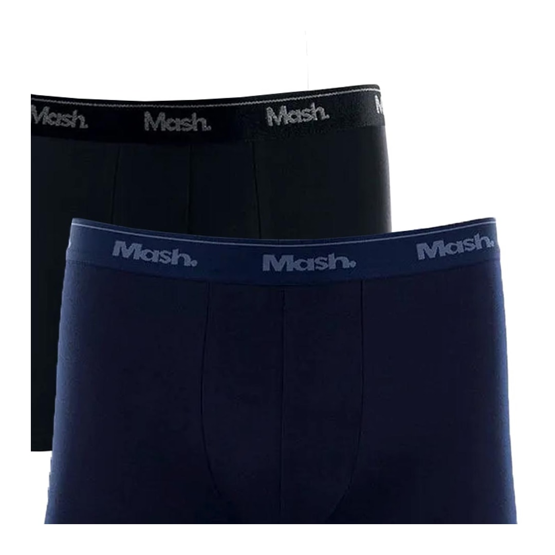 Kit Mash 2 Cuecas Boxer Cotton 110.04 Azul Marinho/Preto