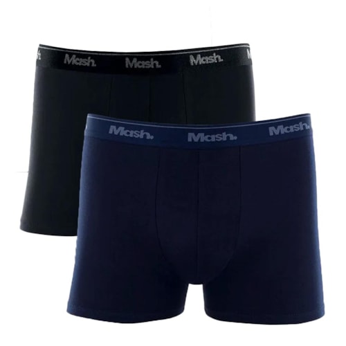 Kit Mash 2 Cuecas Boxer Cotton 110.04 Azul Marinho/Preto