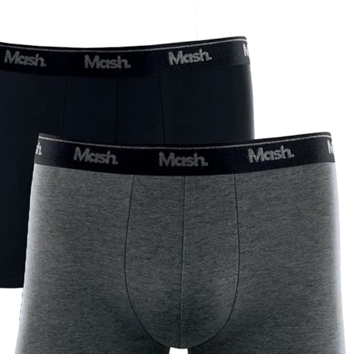 Detalhe - Kit Mash 2 Cuecas Boxer Cotton 110.04 Cinza Mescla/Preto