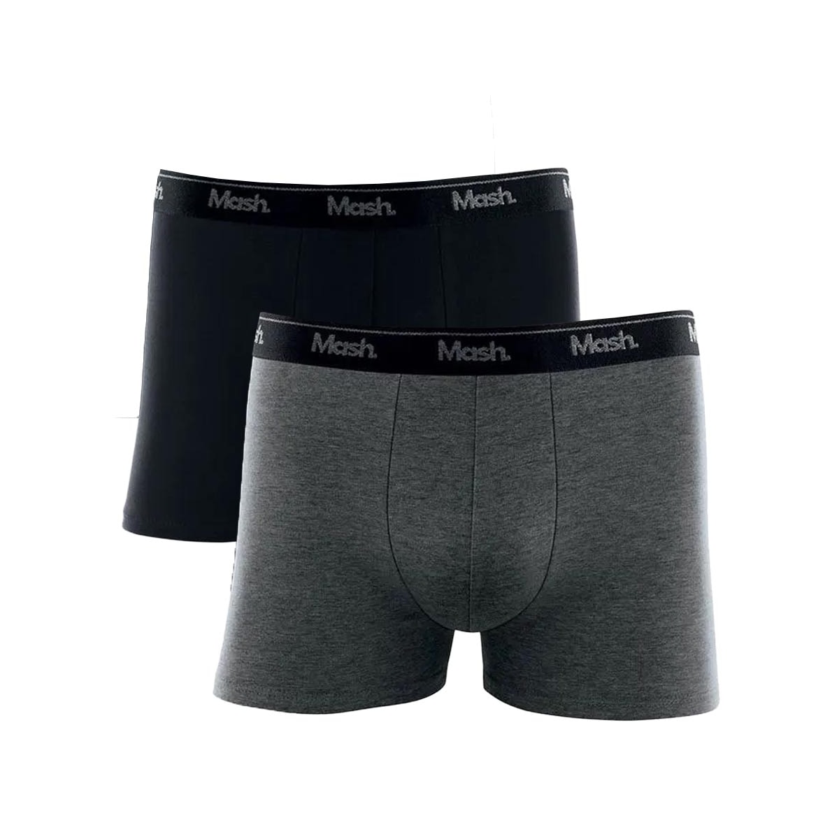 Kit Mash 2 Cuecas Boxer Cotton 110.04 Cinza Mescla/Preto Kit Mash 2 Cuecas Boxer Cotton 110.04 Cinza Mescla/Preto