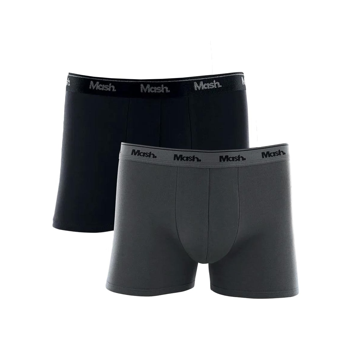 Kit Mash 2 Cuecas Boxer Cotton 110.04 Cinza/Preto