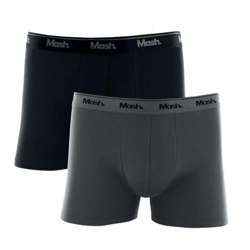 Kit Mash 2 Cuecas Boxer Cotton 110.04 Cinza/Preto