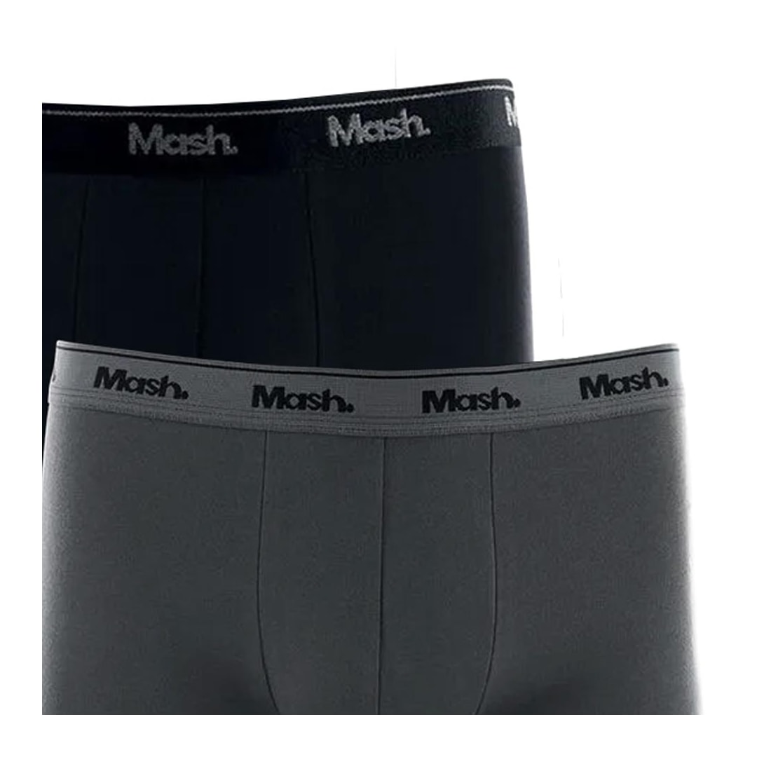 Kit Mash 2 Cuecas Boxer Cotton 110.04 Cinza/Preto Kit Mash 2 Cuecas Boxer Cotton 110.04 Cinza/Preto