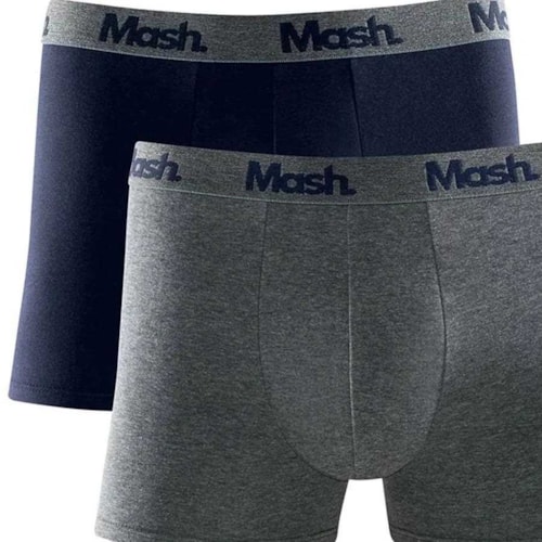 Kit Mash 2 Cuecas Boxer Cotton 110.36 Azul/Cinza