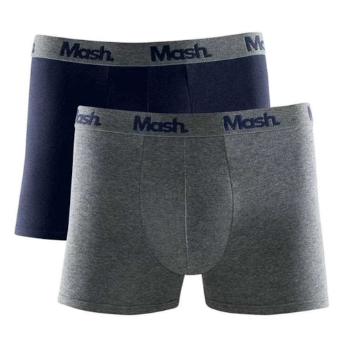 Kit Mash 2 Cuecas Boxer Cotton 110.36 Azul/Cinza