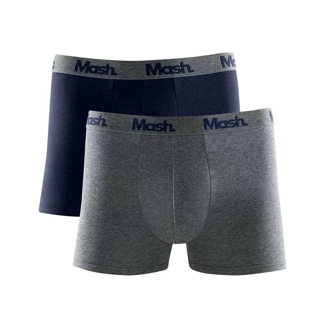 Kit Mash 2 Cuecas Boxer Cotton 110.36 Azul/Cinza Kit Mash 2 Cuecas Boxer Cotton 110.36 Azul/Cinza