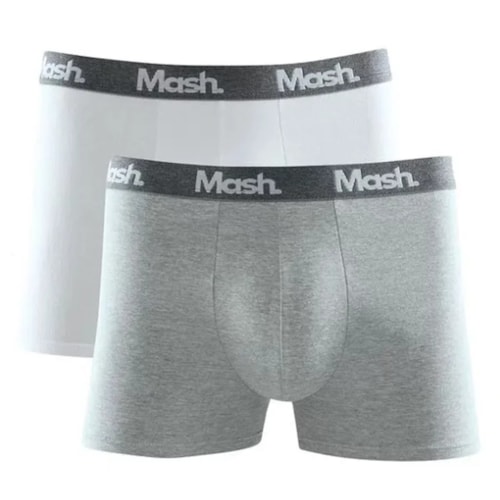 Kit Mash 2 Cuecas Boxer Cotton 110.36 Branco/Cinza