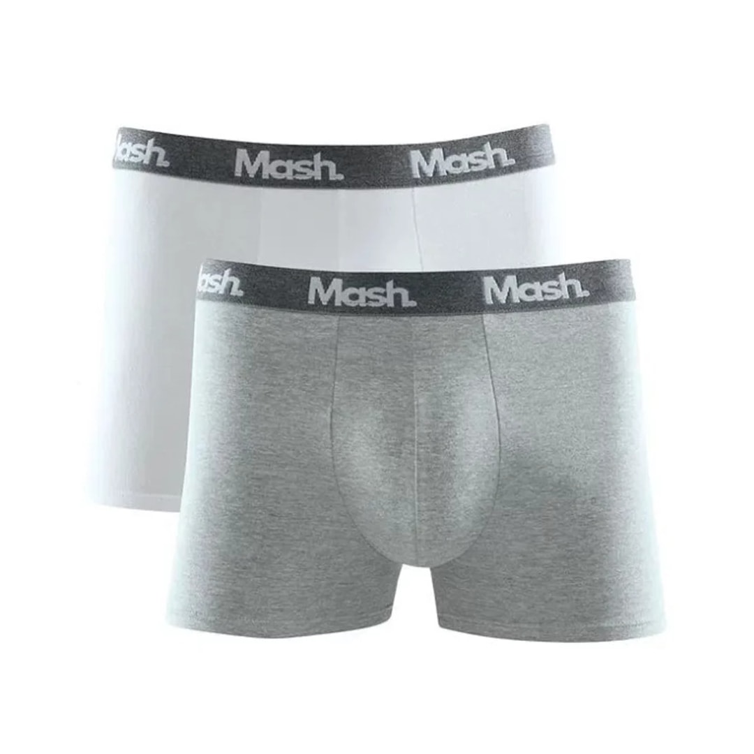 Kit Mash 2 Cuecas Boxer Cotton 110.36 Branco/Cinza Kit Mash 2 Cuecas Boxer Cotton 110.36 Branco/Cinza