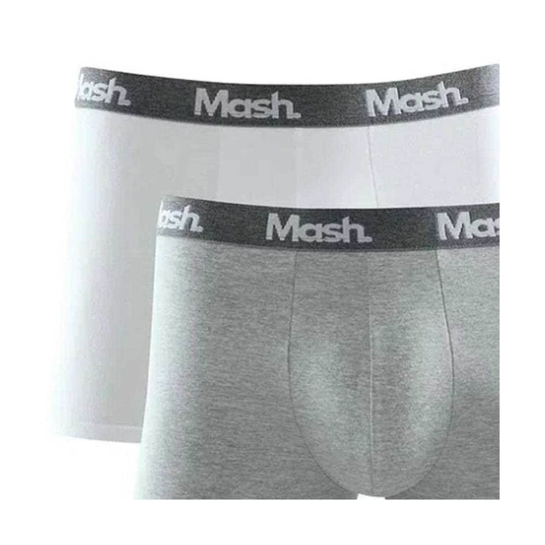 Kit Mash 2 Cuecas Boxer Cotton 110.36 Branco/Cinza Kit Mash 2 Cuecas Boxer Cotton 110.36 Branco/Cinza