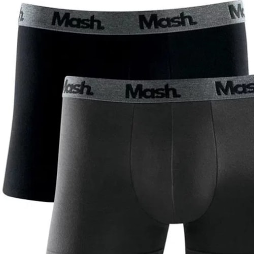 Kit Mash 2 Cuecas Boxer Cotton 110.36 Preto/Cinza