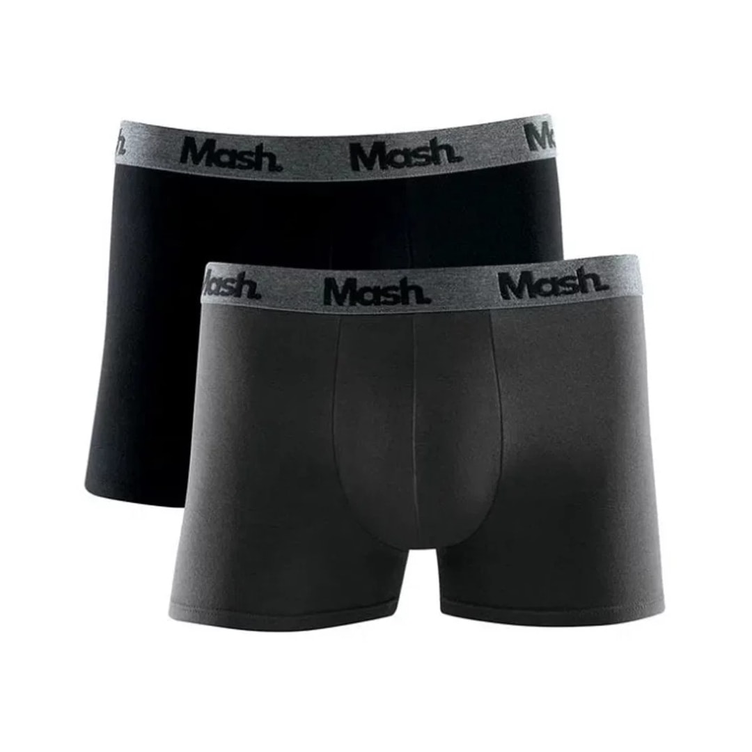 Kit Mash 2 Cuecas Boxer Cotton 110.36 Preto/Cinza Kit Mash 2 Cuecas Boxer Cotton 110.36 Preto/Cinza