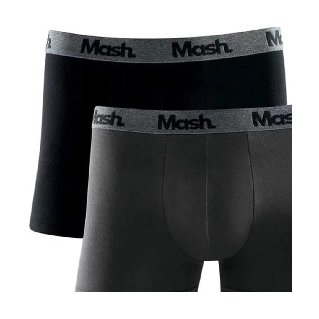Kit Mash 2 Cuecas Boxer Cotton 110.36 Preto/Cinza Kit Mash 2 Cuecas Boxer Cotton 110.36 Preto/Cinza