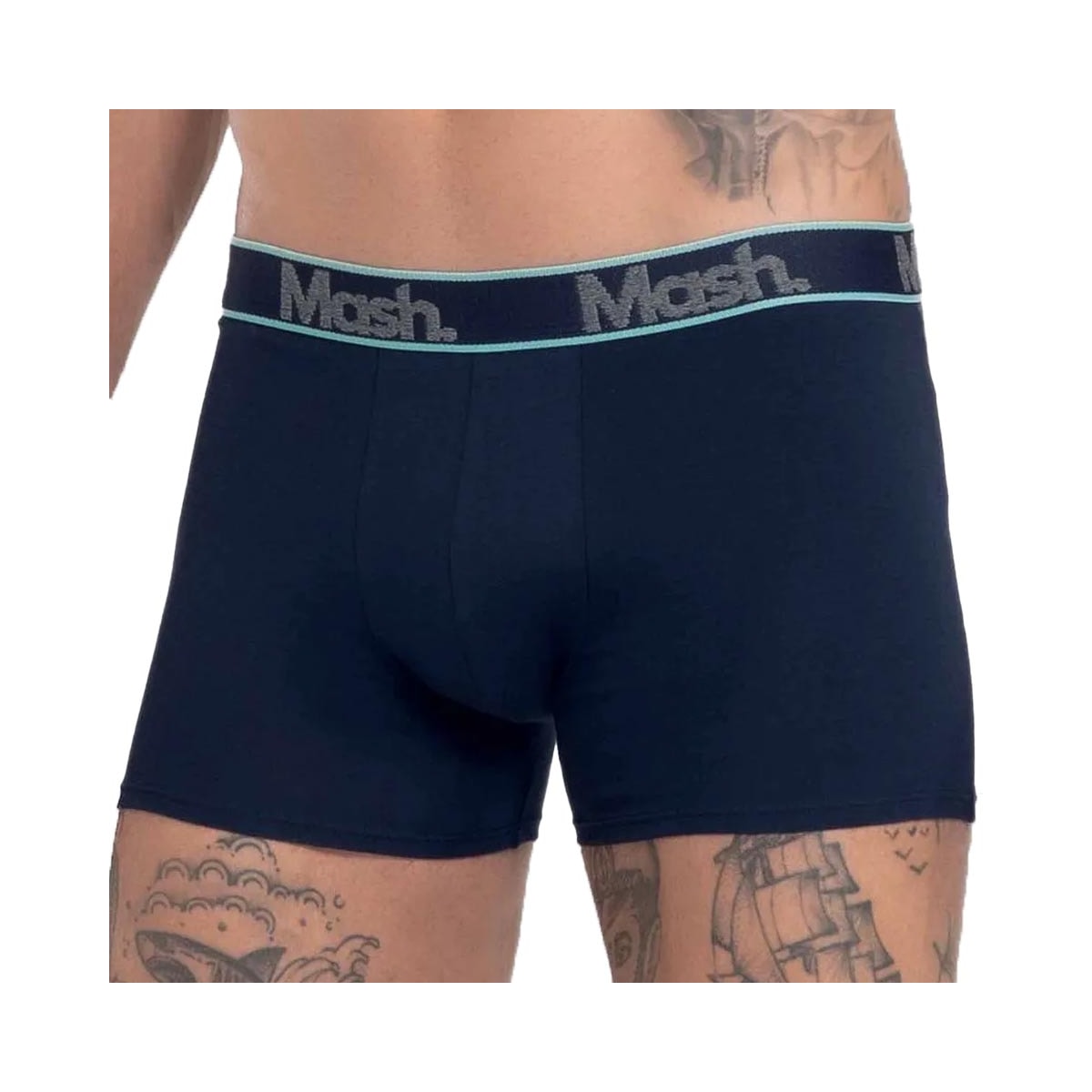 Kit Mash 2 Cuecas Boxer Cotton 110.42 Azul/Cinza Kit Mash 2 Cuecas Boxer Cotton 110.42 Azul/Cinza