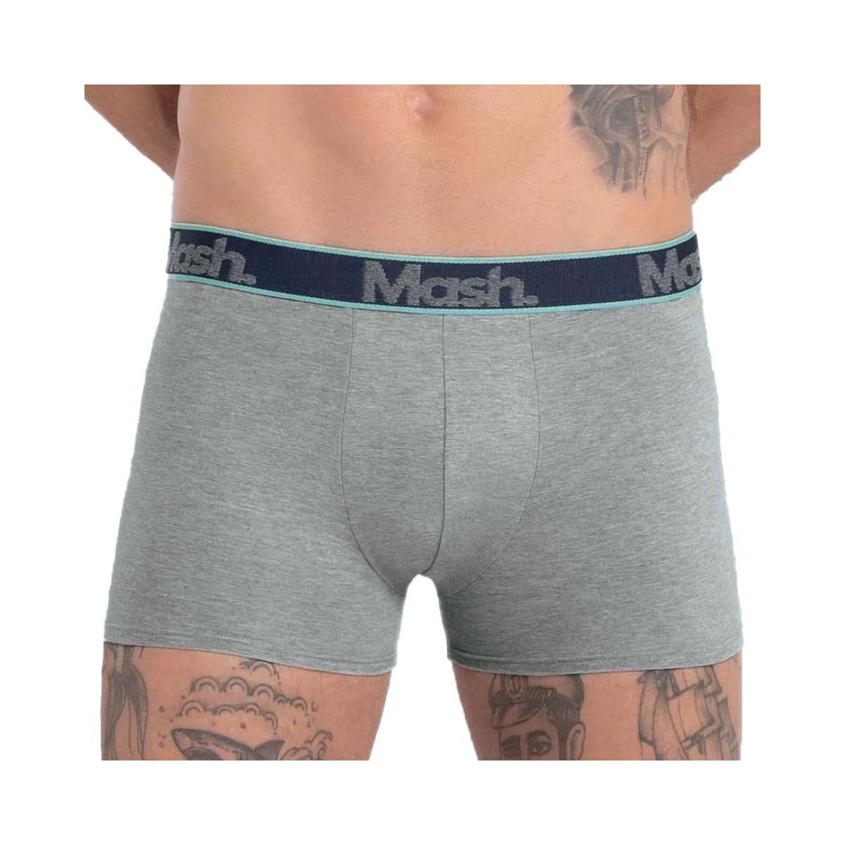 Kit Mash 2 Cuecas Boxer Cotton 110.42 Azul/Cinza