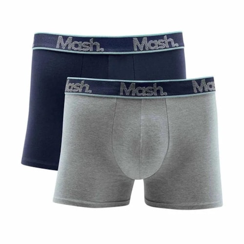 Kit Mash 2 Cuecas Boxer Cotton 110.42 Azul/Cinza