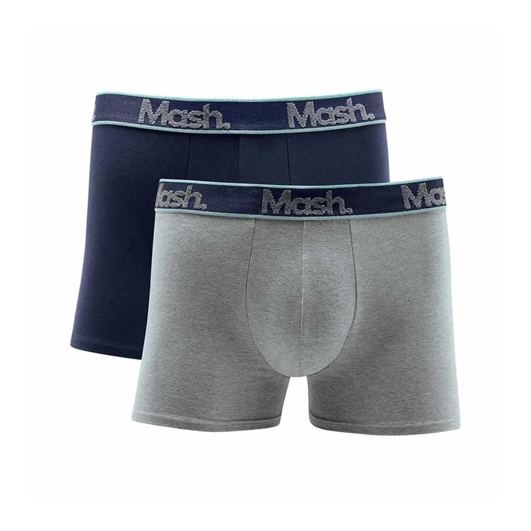Kit Mash 2 Cuecas Boxer Cotton 110.42 Azul/Cinza Kit Mash 2 Cuecas Boxer Cotton 110.42 Azul/Cinza