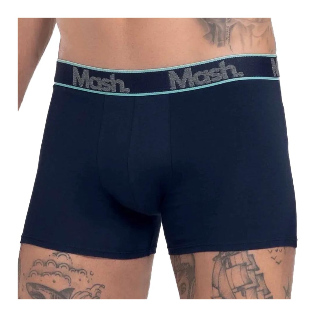 Kit Mash 2 Cuecas Boxer Cotton 110.42 Azul/Cinza