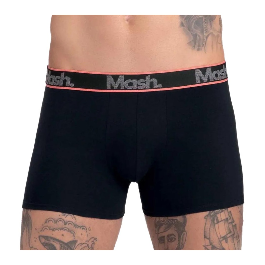Kit Mash 2 Cuecas Boxer Cotton 110.42 Mescla Escuro/Preto