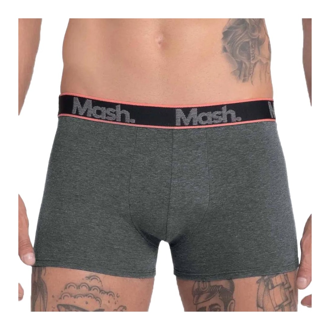 Kit Mash 2 Cuecas Boxer Cotton 110.42 Mescla Escuro/Preto Kit Mash 2 Cuecas Boxer Cotton 110.42 Mescla Escuro/Preto